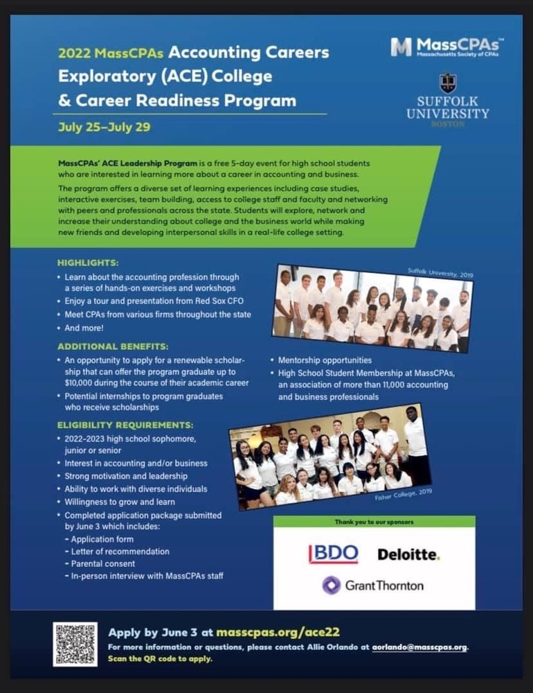 ​2022 MassCPAs Accounting Careers (ACE) College & Career Readiness